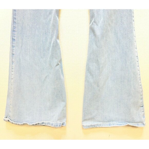 Hollister Junior High-Rise Flare Jeans 3R Blue Denim Light Wash Stretch Slit - Picture 10 of 10